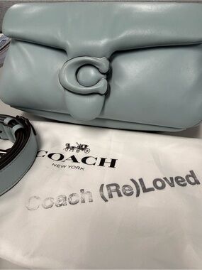 Coach Re(Loved) Soft Leather Shoulder Bag in Pale Blue